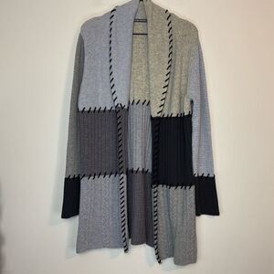 Claudia Nichole Patchwork Wool Cashmere Duster Cardigan M